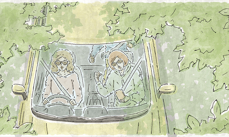 カートピア 音楽を聴きながらドライブをするイラスト | SUBARU