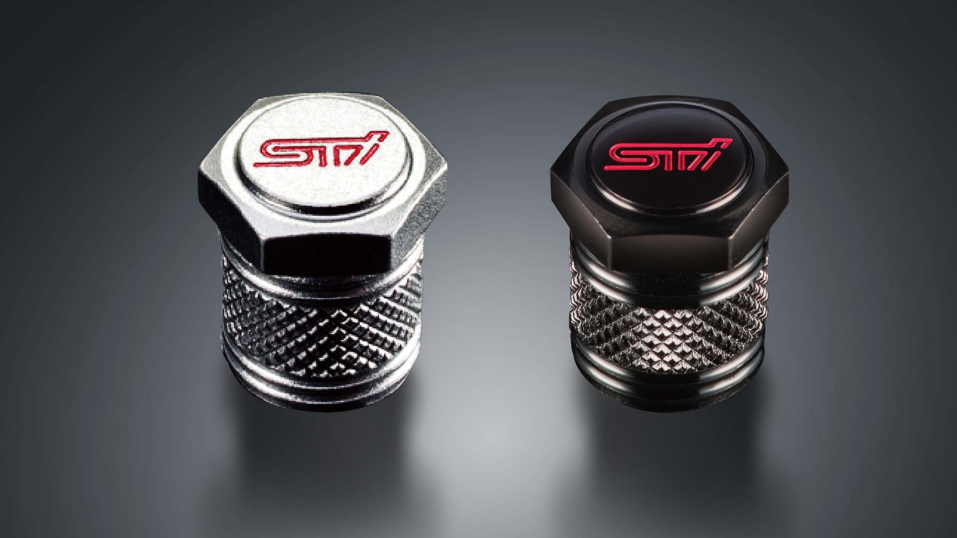 STI バルブキャップセット（シルバー/ブラック）※SUBARU純正保証対象外