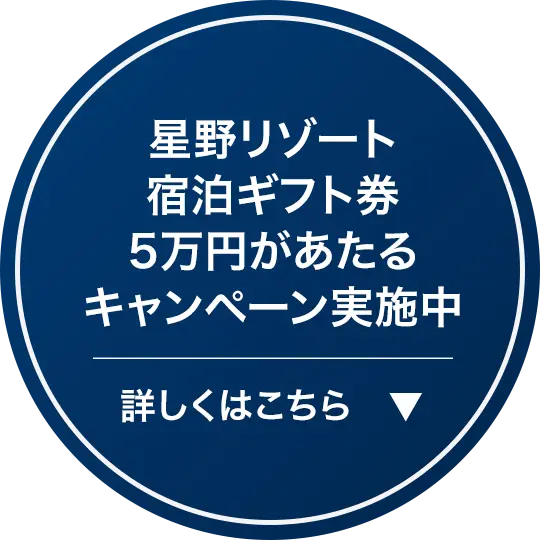 WEB予約＋店頭試乗で5名様に星野リゾート宿泊ギフト券 5万円分をプレゼント！詳しくはこちら　▼