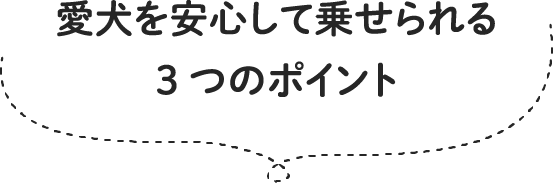愛犬を安心して乗せられる3つのポイント