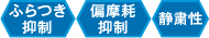 ふらつき抑制・変摩耗抑制・静粛性
