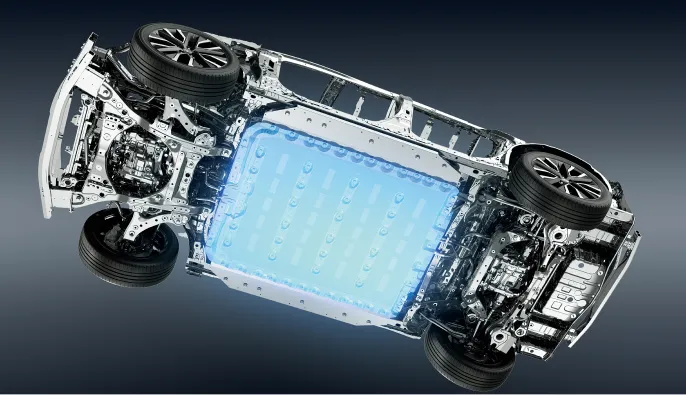 床下に搭載されたバッテリー