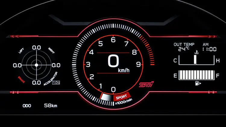 SPORTモード時（写真はSTI Sport MT車）
