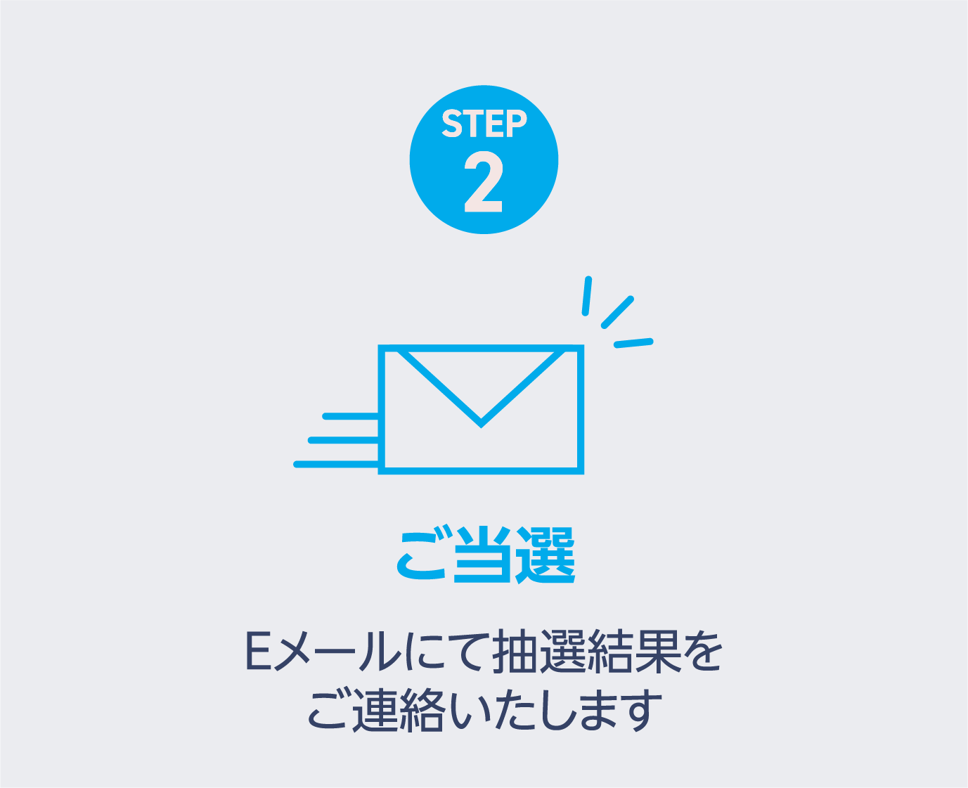 STEP2 ご当選:Eメールにて抽選結果をご連絡いたします