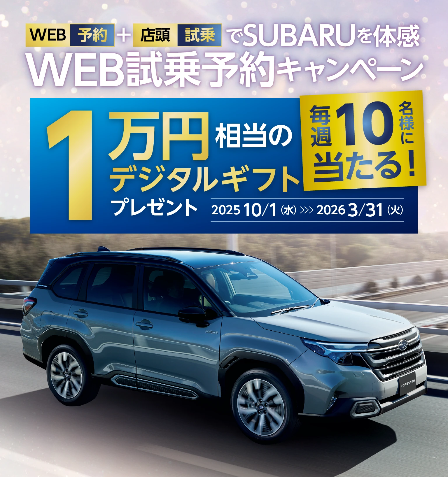 WEB予約＋店頭試乗でSUBARUを体感WEB試乗予約キャンペーン イメージ