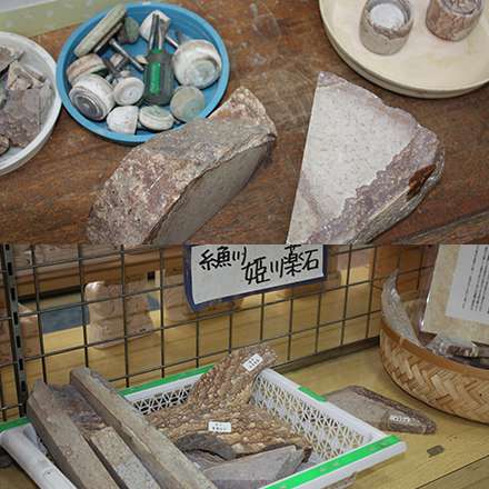 カートピア12月号で訪れた糸魚川市のヒスイ王国会館で販売されていた姫川薬石の加工品
