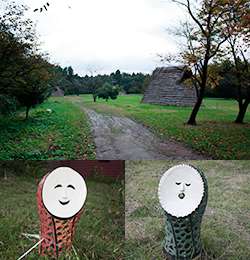 カートピア12月号で訪れた糸魚川の史蹟長者ケ原遺跡とその周辺で見られる不思議な表情をしたオブジェ