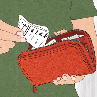 財布の中身を整理する