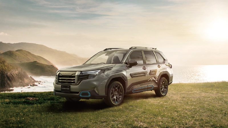 カートピア 山デカール（マッキンリー山/デナリ）のほか、アドベンチャースタイルパッケージなどのアイテムを装着したフォレスターX-BREAK S:HEV EX | SUBARU