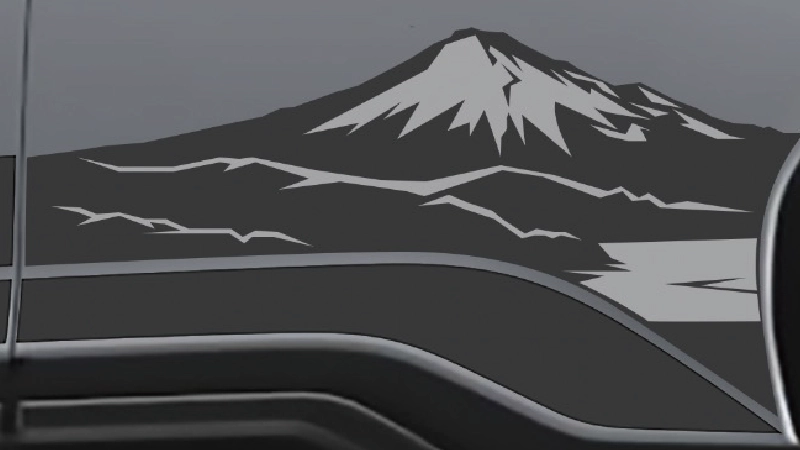 カートピア 静岡側からみた富士山の写真をモチーフに描いたデカールの初期案 | SUBARU