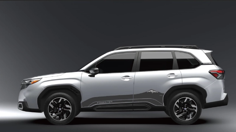 カートピア 静岡側からみた富士山のシンプルなスケッチを描いたフォレスターのサイドビュー | SUBARU