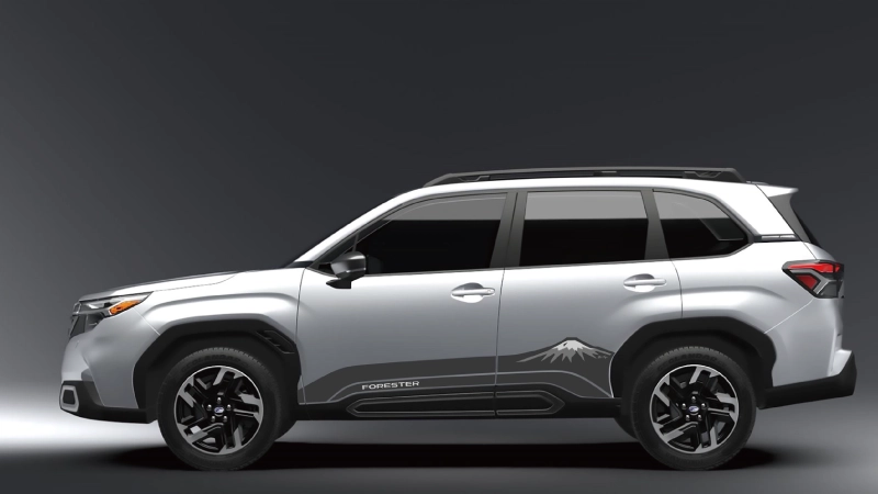 カートピア 静岡側からみた富士山のシンプルなスケッチを描いたフォレスターのサイドビュー別案。冠雪部の下にグレーを追加 | SUBARU