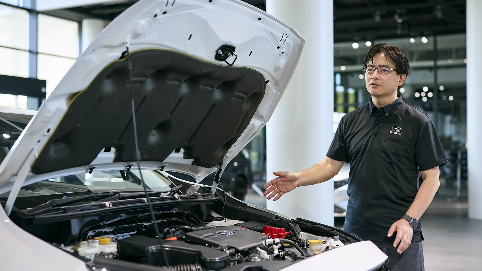 カートピア レイバック S:HEVのエンジンルーム。 | SUBARU