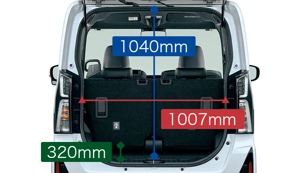 荷室高1,040mm、荷室開口部最大幅1,007mm、荷室フロア長320mm