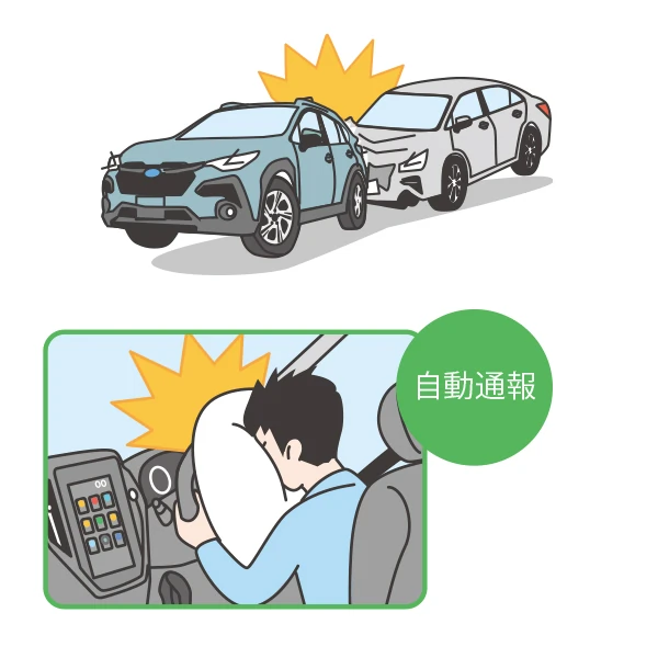 MySubaru Connect エアバッグが展開されるような衝突事故発生時のイメージ