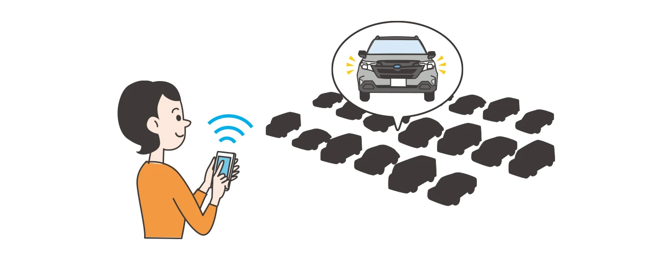 SUBARUリモートアプリを操作し点滅を止めるイメージ