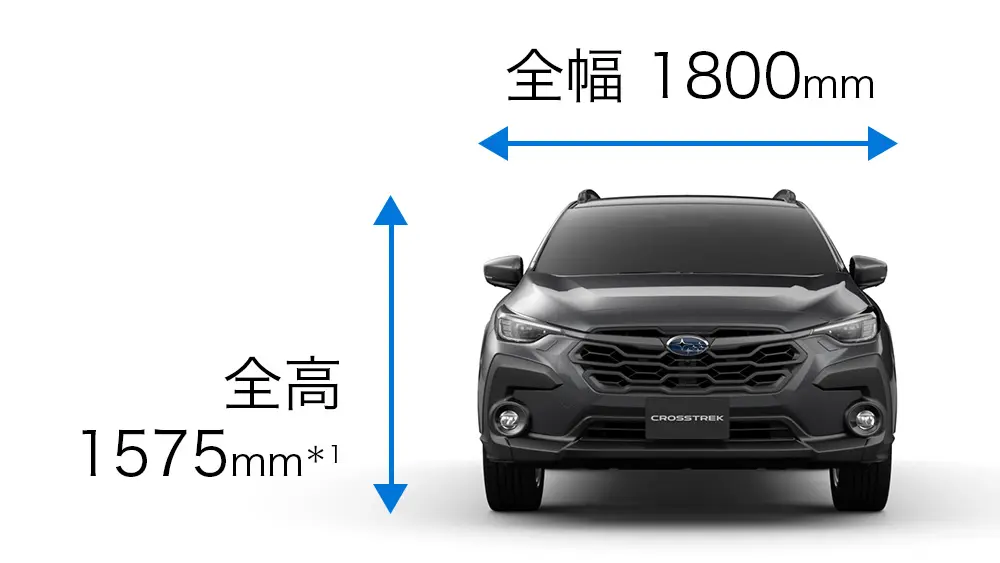 全幅1,800mm、全高1,575mm車体前からの図