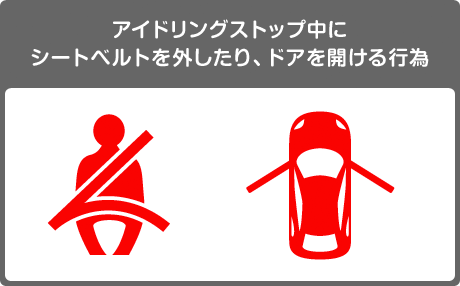 アイドリングストップ中にシートベルトを外したり、ドアを開ける行為