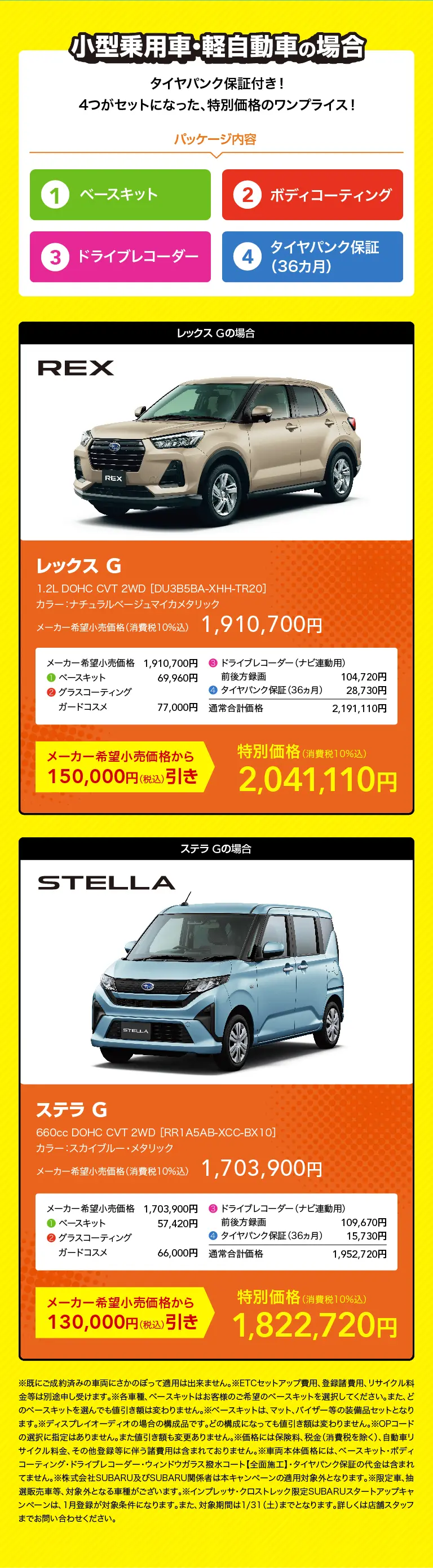 小型乗用車・軽自動車の場合