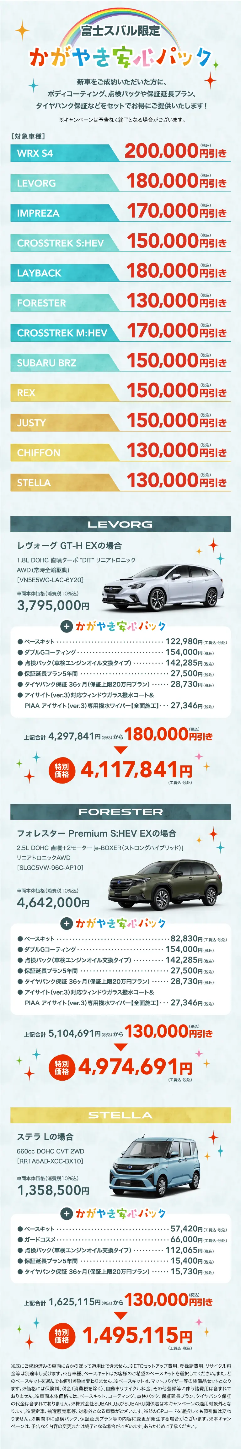 富士スバル限定 かがやき安心パック