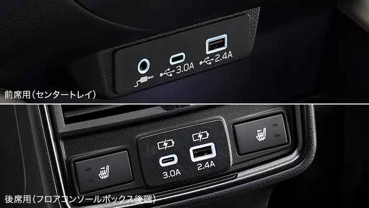 フォレスター　前席USB電源（2ヶ）&後席USB電源（2ヶ）