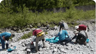 山岳地帯を走るSUBARU車