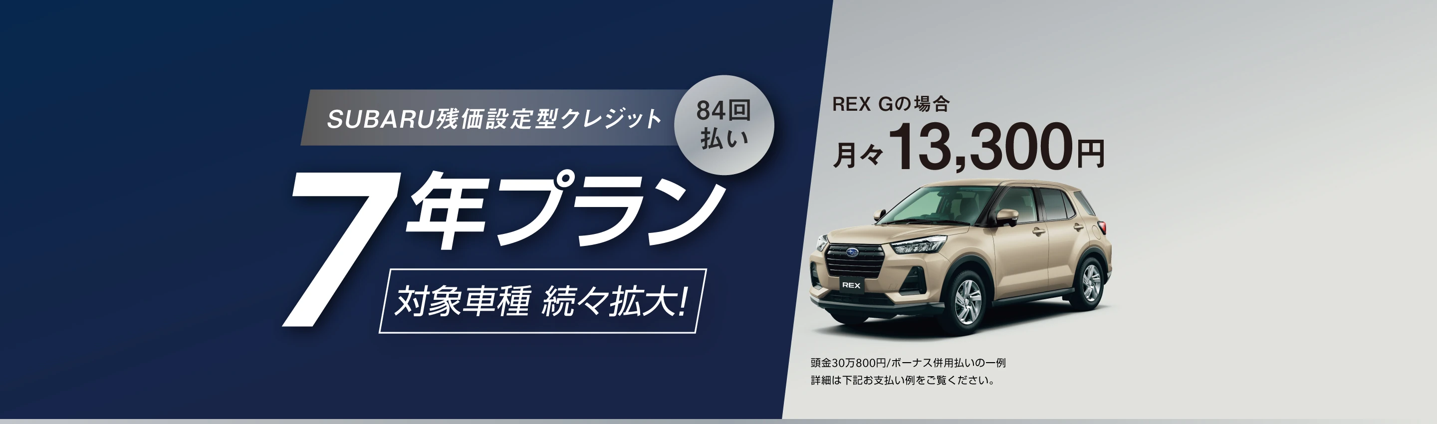 SUBARU残価設定型クレジット 7年プラン REX Gの場合
