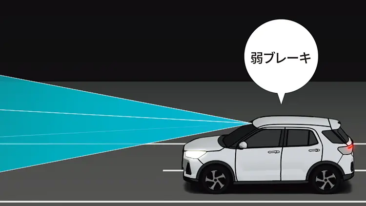 レックス　衝突の危険性がある場合、警告と弱いブレーキを作動