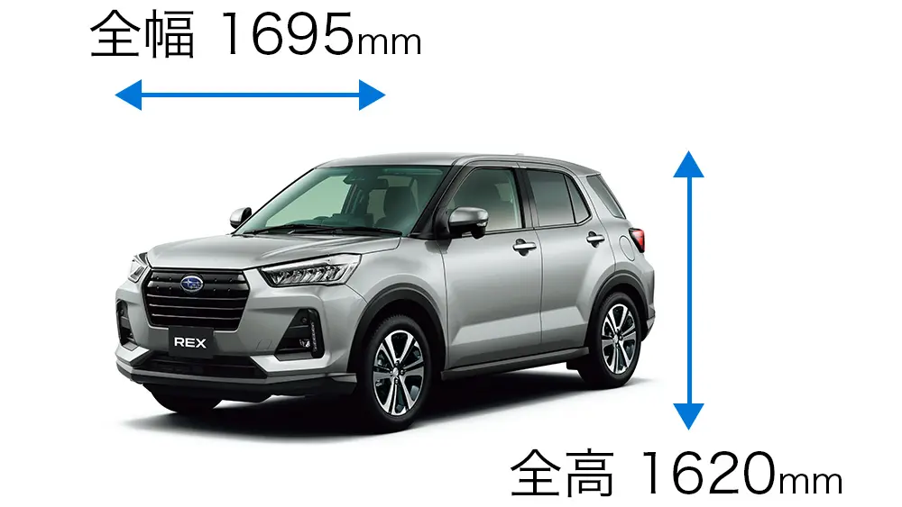 全幅1,695mm、全高1,620mm車体前からの図