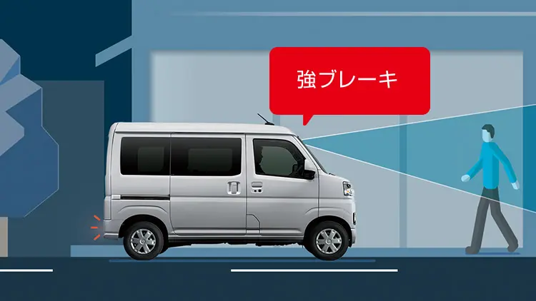 サンバーバン　衝突が避けられない場合、強いブレーキを作動