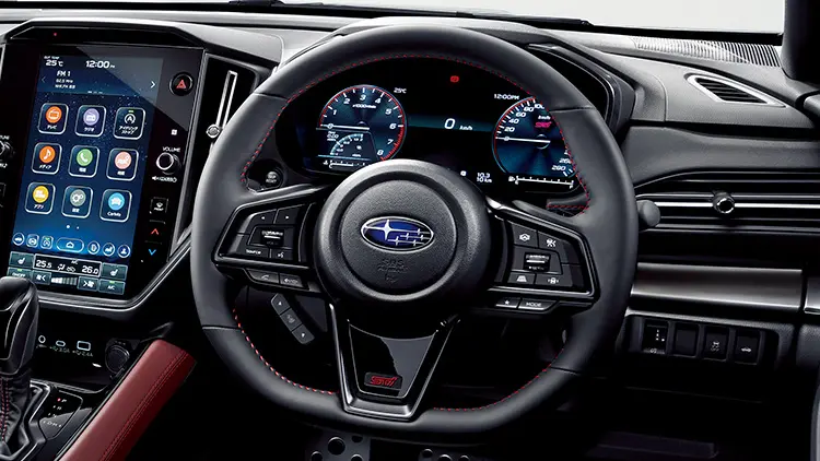 WRX S4 本革巻ステアリングホイール(レッドステッチ)