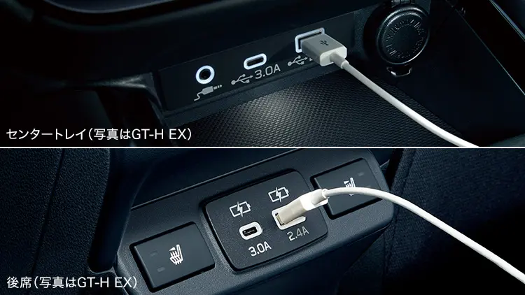 WRX S4 前席USB電源(2ヶ)&後席USB電源(2ヶ)